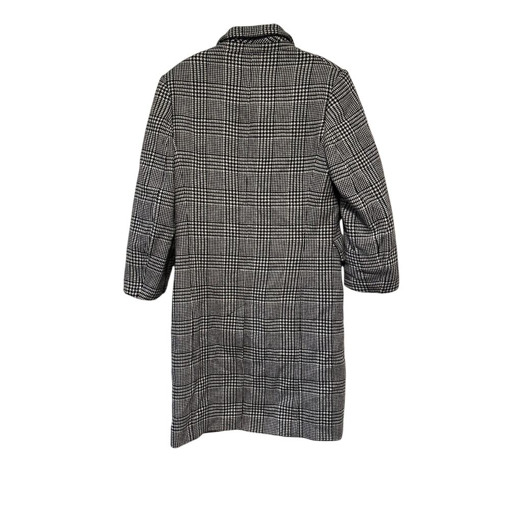 Sandro Women's Black White Plaid Wool Blend Long Coat Size 40 - Picture 12 of 13